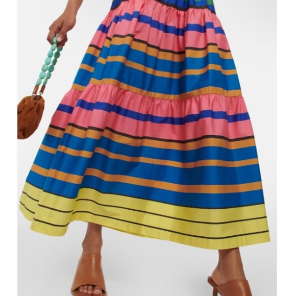 NEW STAUD High Waisted Sea Striped Tiered A-Line Poplin Midi Skirt Women… - Picture 6 of 10
